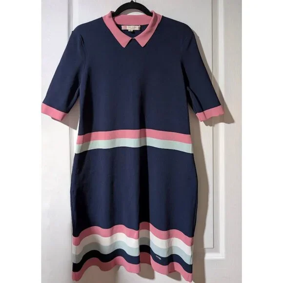 Ted Baker | 'Colour By Numbers' Origami Navy Knit Dress - Picture 3 of 16